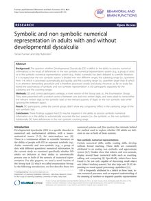 Symbolic and non symbolic numerical representation in adults with and without developmental dyscalculia
