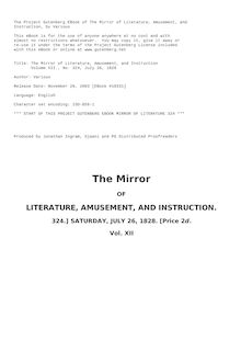The Mirror of Literature, Amusement, and Instruction - Volume 12, No. 324, July 26, 1828