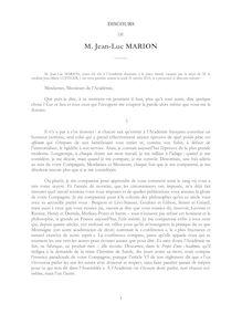 Discours de Jean-Luc Marion - M. Jean-Luc MARION
