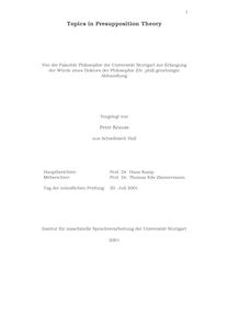 Topics in presupposition theory [Elektronische Ressource] / vorgelegt von Peter Krause