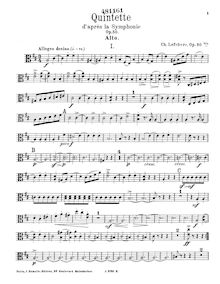 Partition de viole de gambe, Piano quintette, Quintette pour piano, 2 violons, alto et violoncelle d’après la Symphonie en ré (op. 50), Op. 50bis, par Ch. Lefebvre