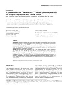 Expression of the C5a receptor (CD88) on granulocytes and monocytes in patients with severe sepsis