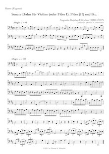 Partition violoncelle (ou basson)/ Double basse, Trio Sonata en D major