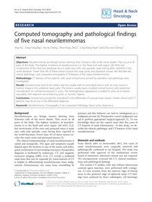Computed tomography and pathological findings of five nasal neurilemmomas