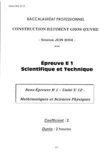 Bacpro construction mathematique et sciences physiques 2004
