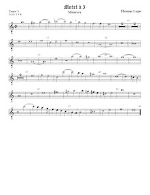 Partition ténor viole de gambe 1, octave aigu clef, Miserere, Lupo, Thomas