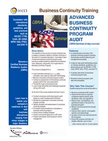 BC-402 Advanced Business Continuity Program Audit Training