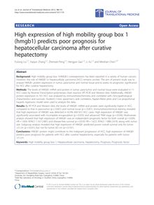 High expression of high mobility group box 1 (hmgb1) predicts poor prognosis for hepatocellular carcinoma after curative hepatectomy