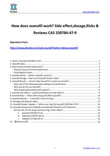 How does avanafil work Side effect,dosage,Risks & Reveiws CAS 330784-47-9