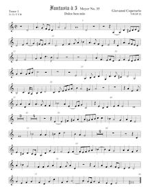 Partition ténor viole de gambe 1, aigu clef, Fantasia pour 5 violes de gambe, RC 45