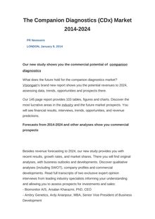 The Companion Diagnostics (CDx) Market 2014-2024