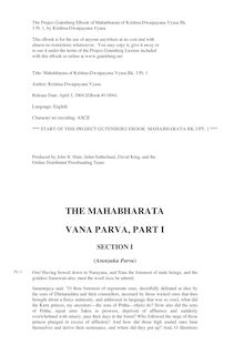 The Mahabharata of Krishna-Dwaipayana Vyasa Translated into English Prose  - Vana Parva, Part 1