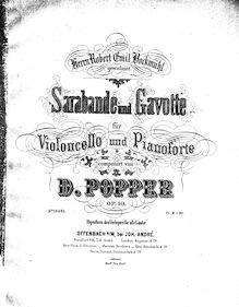Partition de piano, Sarabande et Gavotte, D minor, Popper, David