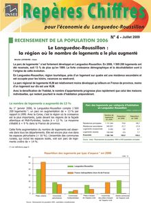 RECENSEMENT DE LA POPULATION 2006  Le Languedoc-Roussillon : la région où le nombre de logements a le plus augmenté