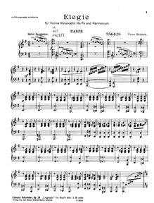 Partition harpe , partie, Elegy pour violon, violoncelle, harpe et Harmonium