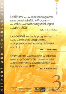 Guidelines and table programme for the Community programme of population and housing censuses in 2001