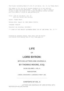 Life of Lord Byron, Vol. 2 - With His Letters and Journals