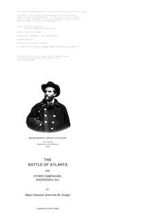 The Battle of Atlanta - and Other Campaigns, Addresses, Etc.