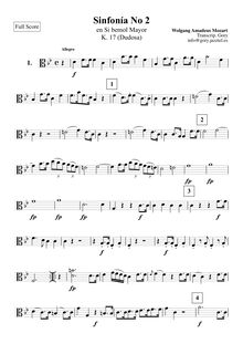 Partition altos, Symphony, Symphony Eisen B-flat 6, B♭ major, Mozart, Leopold