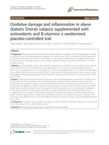 Oxidative damage and inflammation in obese diabetic Emirati subjects supplemented with antioxidants and B-vitamins: a randomized placebo-controlled trail