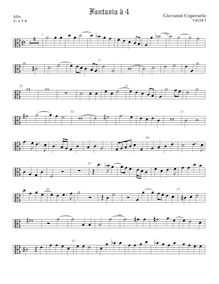 Partition ténor viole de gambe 1, alto clef, Fantasia pour 4 violes de gambe par John Coperario
