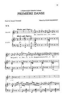 Partition complète (G minor: medium voix et piano), Première danse