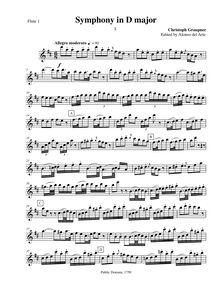 Partition flûte 1, Symphony en D major, GWV 546, Symphony No. 75 in D major