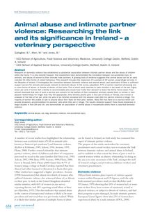 Animal abuse and intimate partner violence: researching the link and its significance in ireland - a veterinary perspective