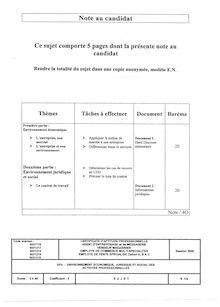 Environnement économique, juridique et social des activités professionnelles 2005 CAP Agent d Entreposage et de messagerie