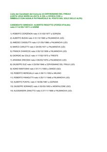 Lista dei Candidati del Comune di:CERVIGNANO DEL FRIULI ...