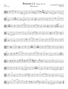 Partition ténor viole de gambe 1, alto clef, Fantasia pour 5 violes de gambe, RC 36