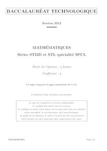 Bac 2013 STI2D STL SPCL Maths