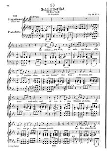 Partition complète, transposition pour low voix, Schlaflied, D.527 (Op.24 No.2)