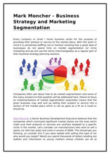 Mark Moncher - Business Strategy and Marketing Segmentation