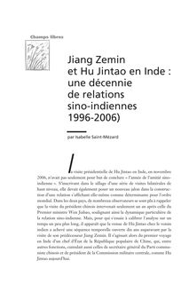 Jiang Zemin et Hu Jintao en Inde : une décennie de relations sino ...