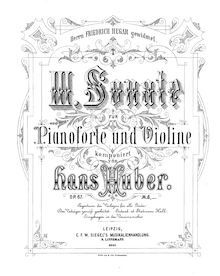Partition complète, violon Sonata No.3, Op.67, D major, Huber, Hans