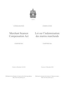Merchant Seamen Compensation Act Loi sur l indemnisation des ...