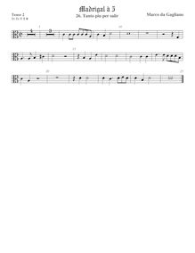 Partition ténor viole de gambe 3, alto clef, Il quinto libro de madrigali a cinque voci par Marco da Gagliano