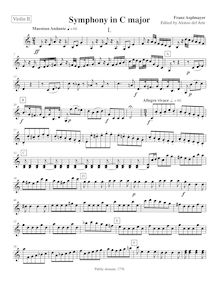 Partition violons II, Symphony en C major, C major, Asplmayr, Franz