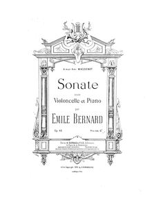 Partition de piano, violoncelle Sonata, Op.46, Bernard, Émile