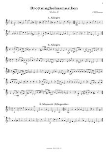 Partition violons II, Drottningholm Music, Roman, Johan Helmich