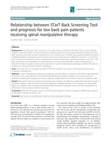 Relationship between STarT Back Screening Tool and prognosis for low back pain patients receiving spinal manipulative therapy