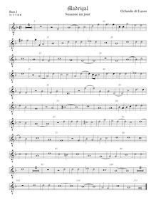 Partition viole de basse 1, octave aigu clef, Susanne un jour, Lassus, Orlande de