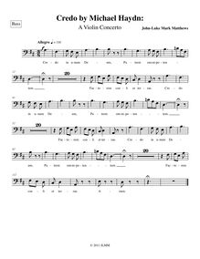 Partition Basses, Credo by Michael Haydn: A violon Concerto, D major