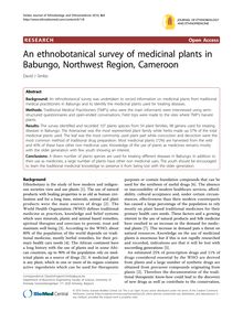 An ethnobotanical survey of medicinal plants in Babungo, Northwest Region, Cameroon