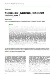 Cannabinoides : substances potentiellement antitumoraales ?