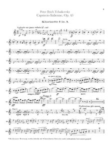 Partition clarinette 1, 2 (A), italien Capriccio, Op.45, Итальяанское каприччио (Italyanskoe kaprichchio), Capriccio Italien