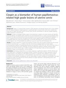 Claspin as a biomarker of human papillomavirus-related high grade lesions of uterine cervix
