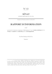 Rapport d information fait au nom de la mission commune d information sur l action extérieure de la France en matière de recherche pour le développement