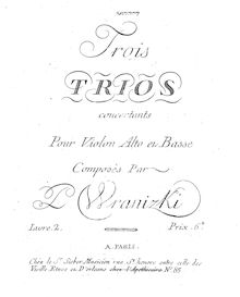 Partition violon 2, 6 corde Trios, Op.17, Wranitzky, Paul